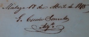 Firma de Gerónimo Cuervo González [1878]